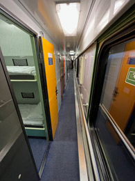 Corridor in the Munich to Budapest sleeper