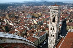 Take the train from London to Italy. The view from the top of the Duomo in Florence....