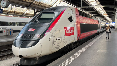 A TGV Lyria train from Paris to Switzerland, at Paris Gare de Lyon