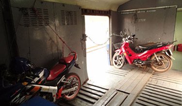 Motorbikes on train