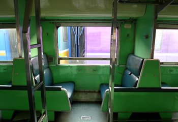 Non-air-conditioned sleepers on a Thai train