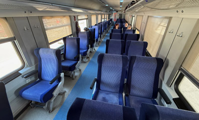 Reclining Pullman seats on a modern Turkish train
