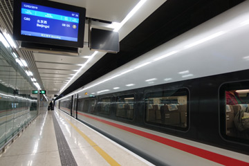 Train G80 to Beijing boarding at Hong Kong West Kowloon
