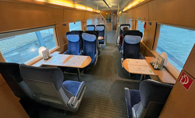 Restaurant car on the Frankfurt-Brussels ICE3M train