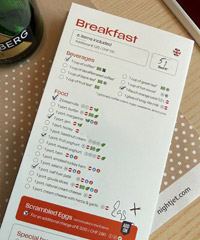 Nightjet breakfast menu