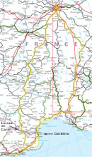 Paris to Barcelona sleeper train route map