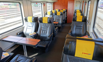 Relax class on a Vienna-Prague RegioJet train
