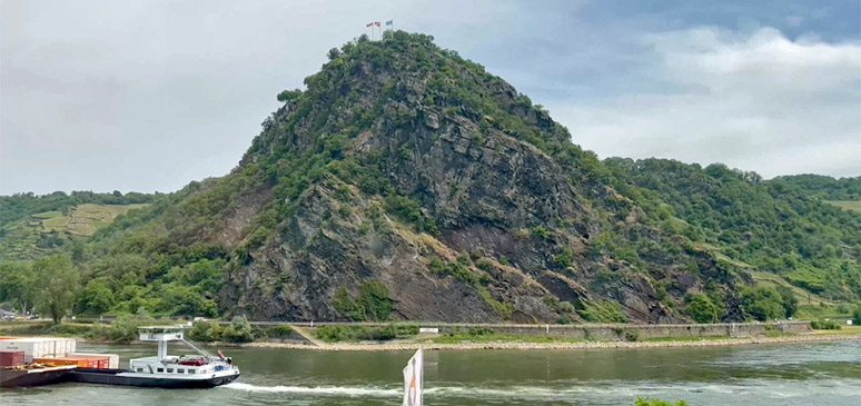 The Lorelei Rock on the Rhine, seen from the train
