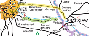 Vienna to Bratislava train route map