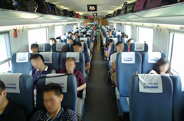 2nd class seats on a CRH380B Shanghai to Beijing train