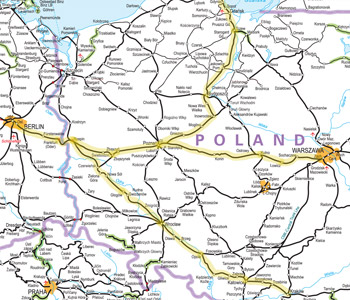 Berlin to Warsaw train route map