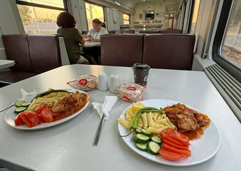 Food in a Turkish restaurant car